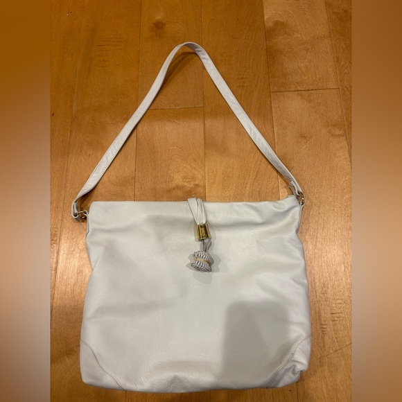Giani Bernini Italy leather bag off white ivory messenger - Picture 1 of 8
